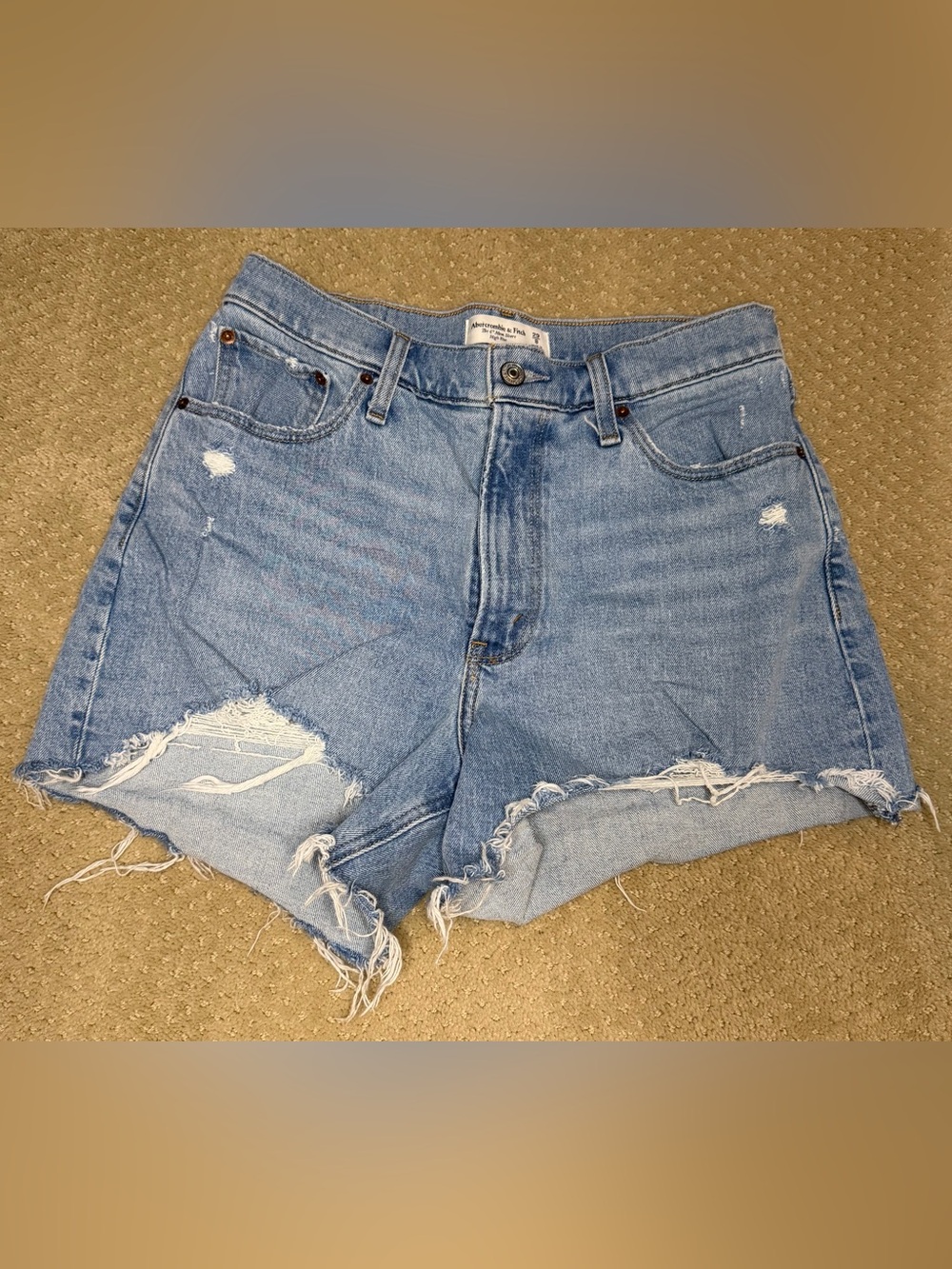 Abercrombie & Fitch Distressed Light Blue Denim Shorts